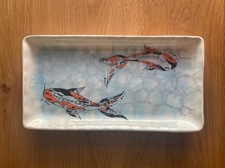 Koi Fish Bubble Rectangular Plate